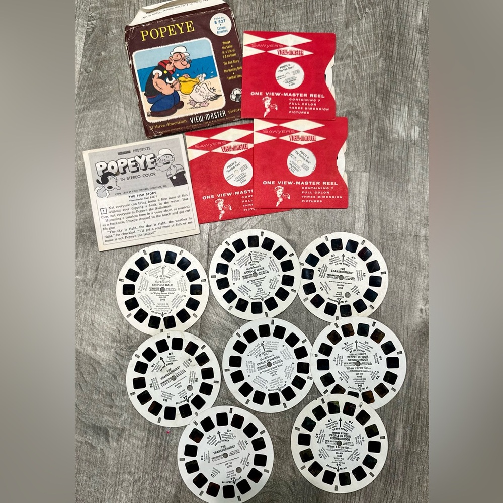 Vintage View-Master Reel Lot Disney Popeye Transformers‎